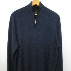 CASHMERE 1/4 Zip Pullover Sweater Heathered Navy Black